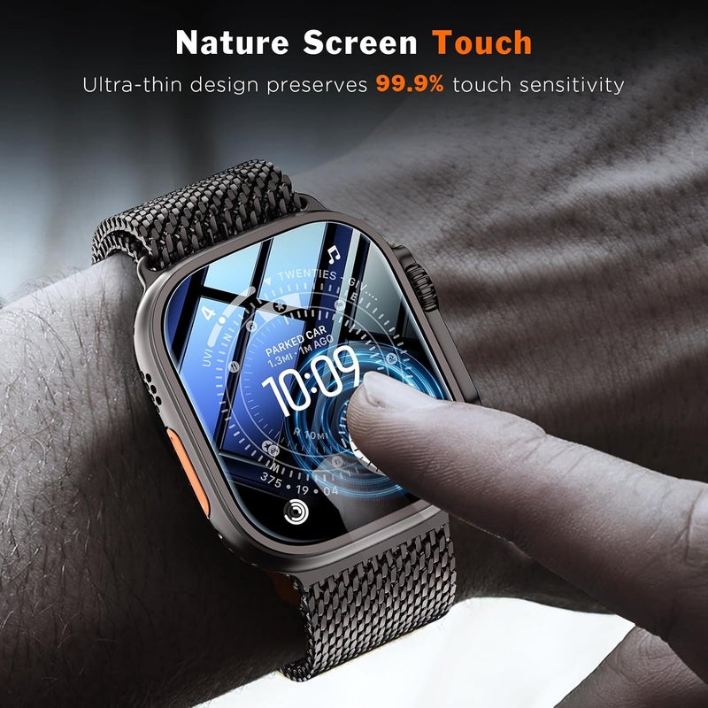 LK 3 Pack for Apple Watch Ultra 3 Screen Protector 49mm [Zero-Fault] HD Top 9H Tempered Glass Apple Watch Ultra / Ultra 2 Screen Protector 49mm with Auto-alignment Installation Frame, Anti-Scratchch - Image 4